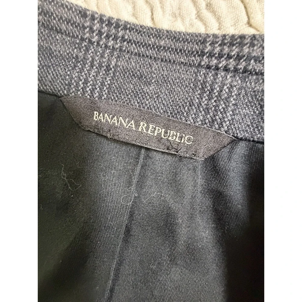 Banana Republic Men's 44R Sport Coat Blazer Gray Glen Plaid Cotton Sondrio Italy